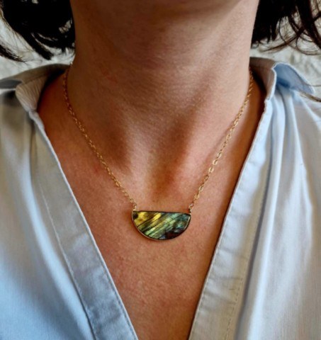 collier en gold filled labradorite